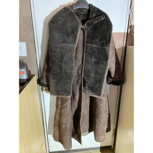 French Creek Sheep & Wool Co. Ladies 1X 100% Leather/Suede/Shearling Brown Coat